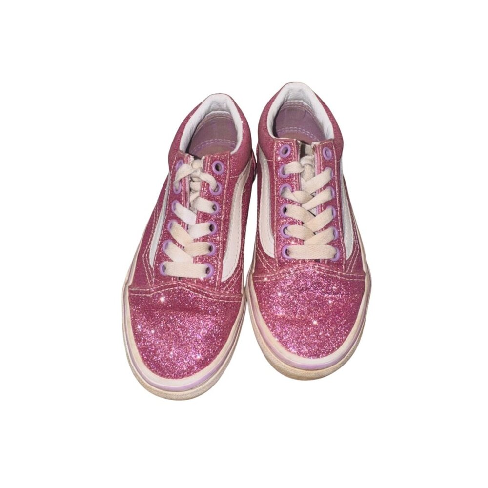 Vans Kids Glitter Pink Old Skool Sneakers Size 12 Canvas Rubber Skater Casual - Picture 12 of 12